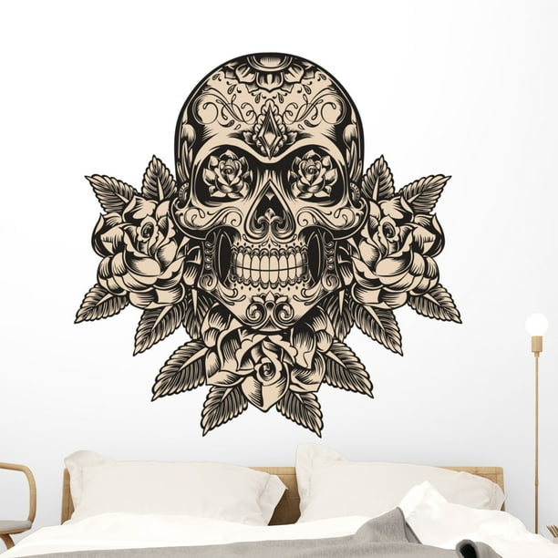 MEXICAN SUGAR SKULL TATTOO DESIGN CALAVERA WALL STICKER decal art vinyl 5 sizes MEXICAN SUGAR SKULL TATTOO DESIGN CALAVERA WALL STICKER decal art vinyl 5 sizes